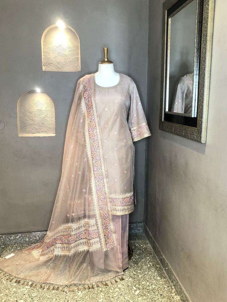 Organza Readymade Embroidered Suit