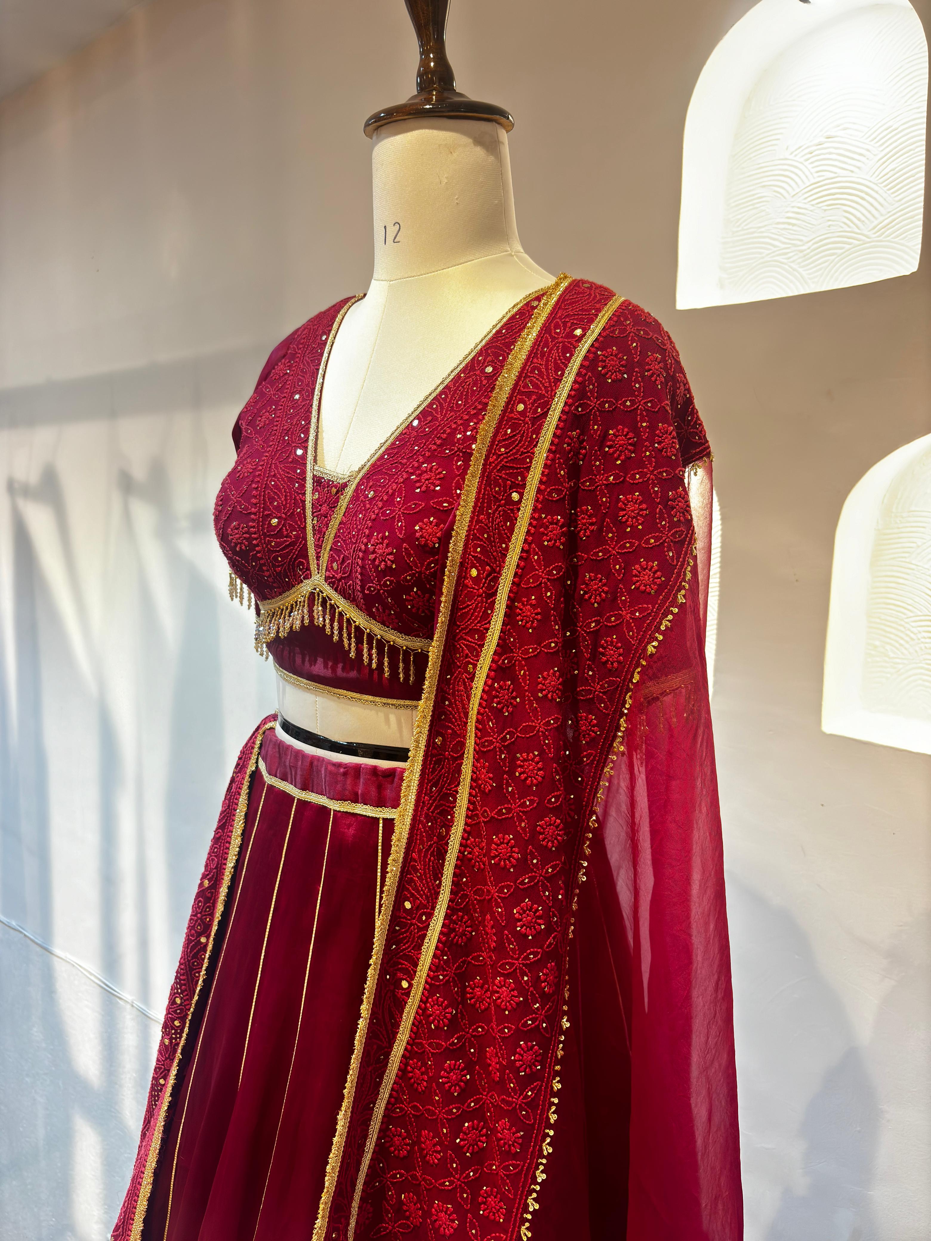 Velvet Paisley Lehenga