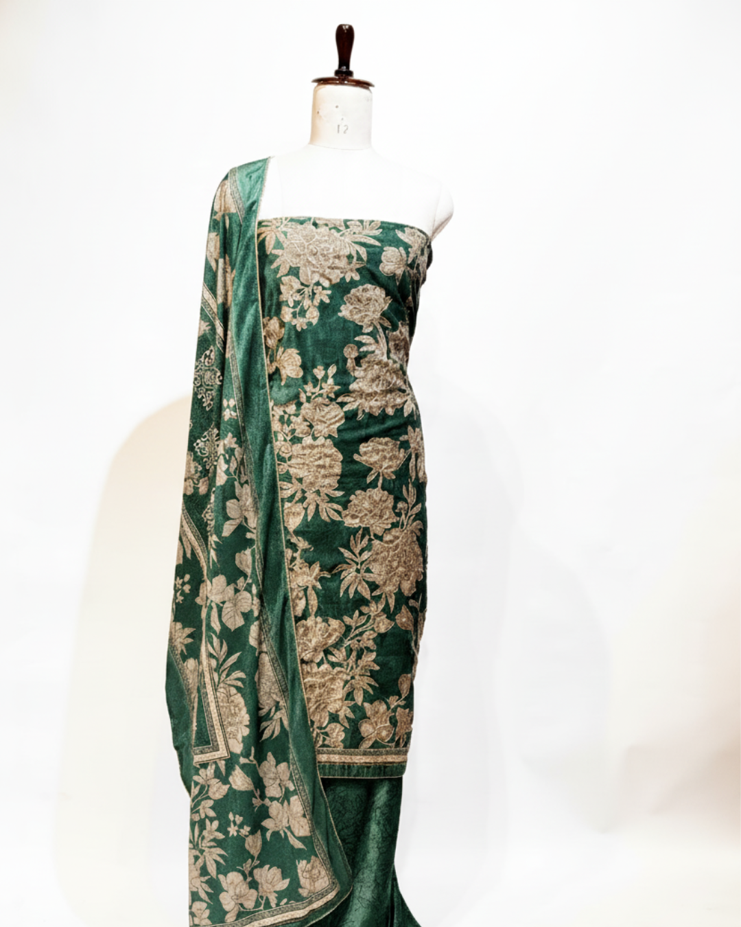 Emerald green velvet unstitched suit