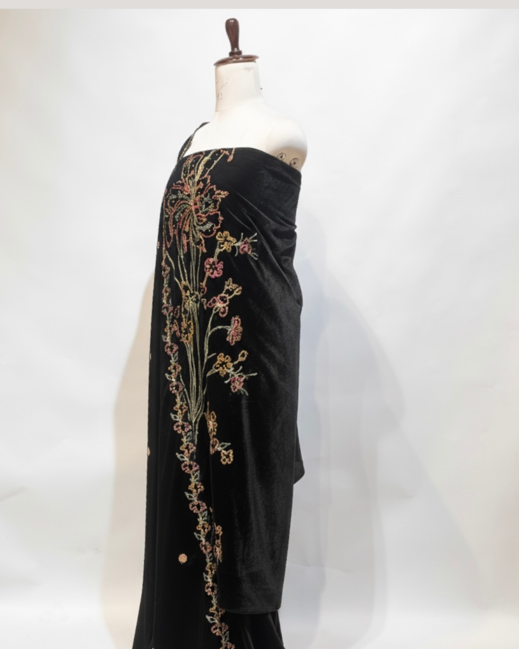 Black velvet unstitched suit,