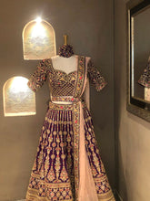 Load image into Gallery viewer, Crop Top with raw silk fabric hand work, color sequence ,dabka work,resham work
